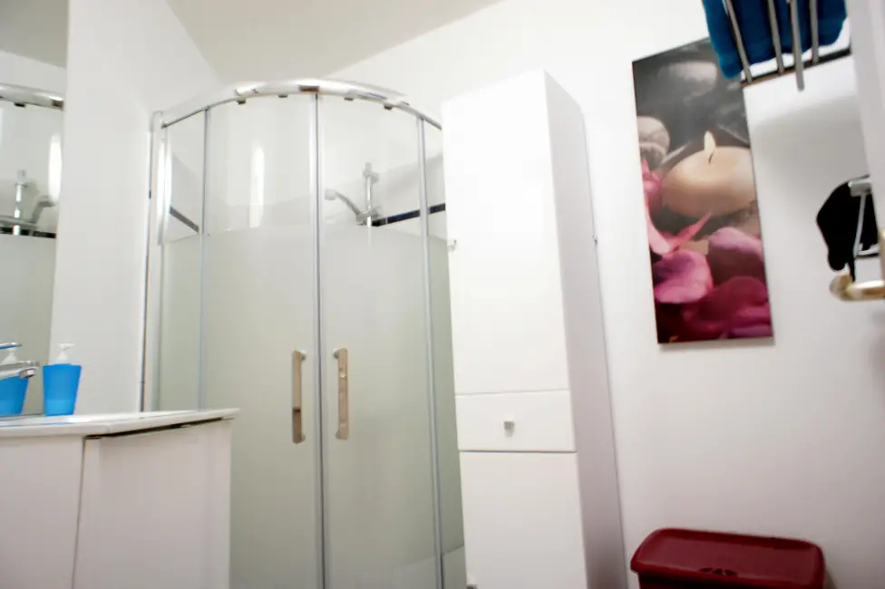 Salle de douche avec lavabo
